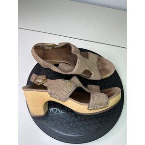 UGG Lomita Sandals Clogs Shoes Womens Size 8 Brown Leather Studded Buckle 3148